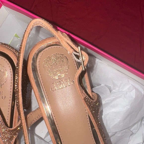 Vince Camuto Glittering Gold Slingback Heels - Picture 4 of 17